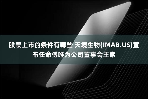 股票上市的条件有哪些 天境生物(IMAB.US)宣布任命傅唯为公司董事会主席