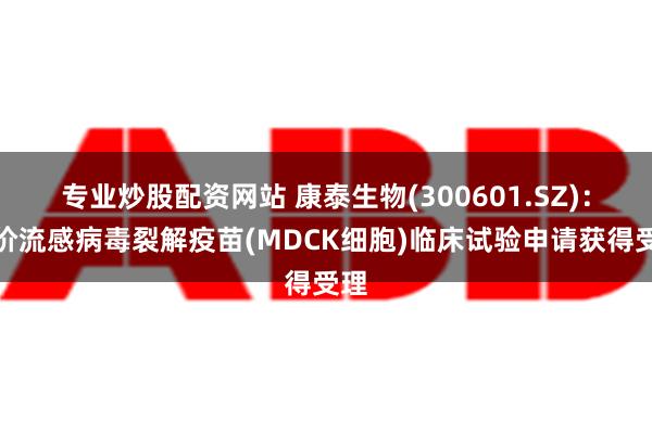 专业炒股配资网站 康泰生物(300601.SZ)：四价流感病毒裂解疫苗(MDCK细胞)临床试验申请获得受理